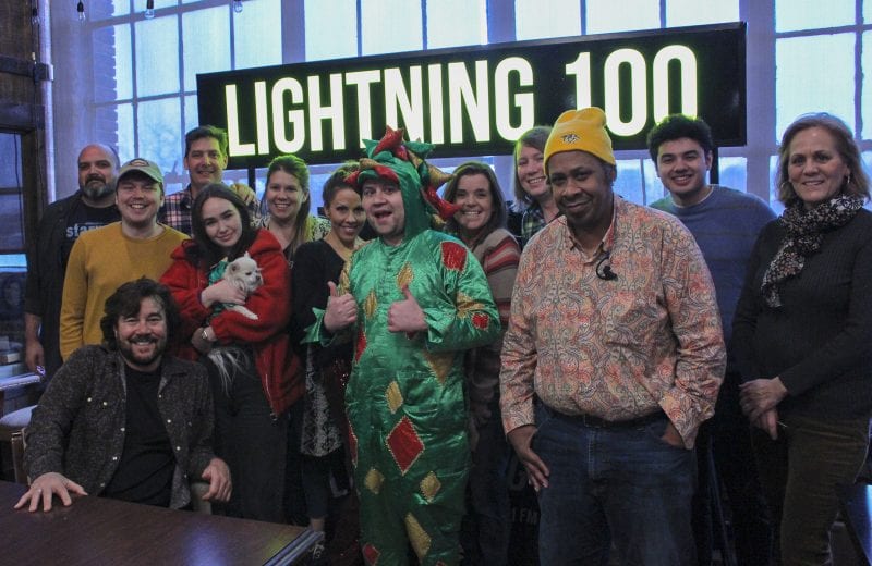 Piff hanging out with the Lightning 100 staff